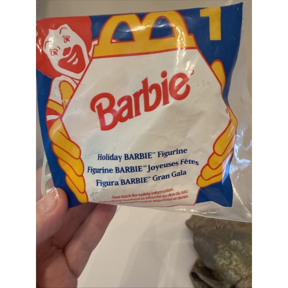 1995 McDonalds Happy Meal Holiday Barbie Figurine 1 Sealed Vintage Green Gown